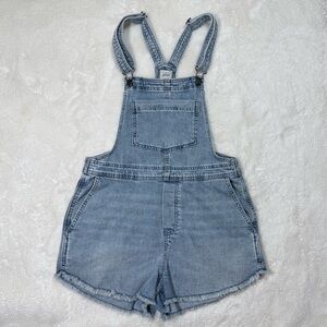 Aerie LightWash Denim Shorts Overalls